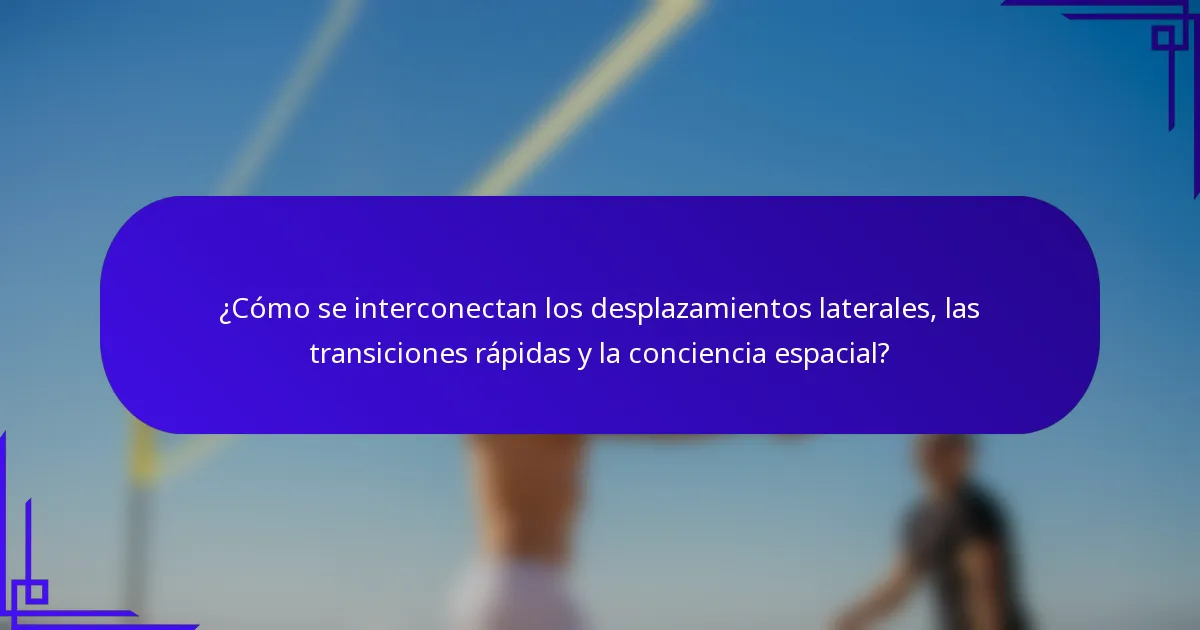 ¿Cómo se interconectan los desplazamientos laterales, las transiciones rápidas y la conciencia espacial?