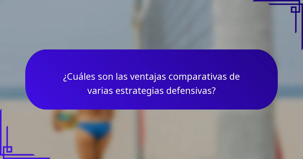 ¿Cuáles son las ventajas comparativas de varias estrategias defensivas?
