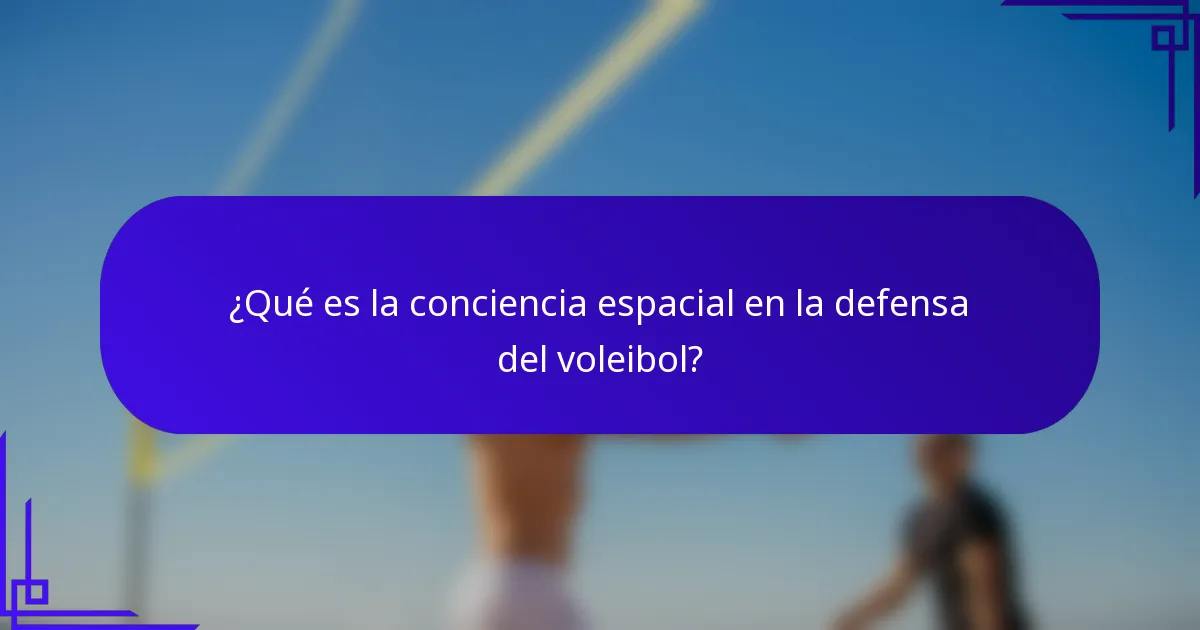 ¿Qué es la conciencia espacial en la defensa del voleibol?